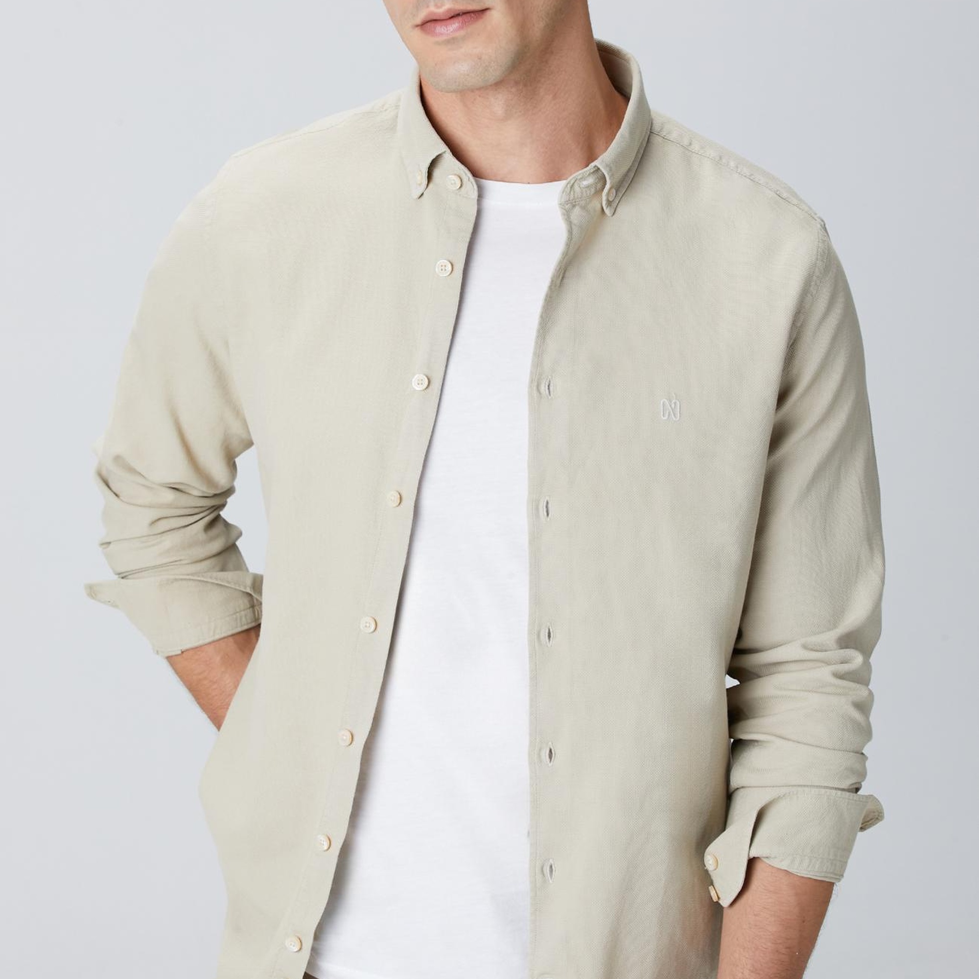 Network Erkek Vizon Comfort Fit Petek Desen Parça Boya Gömlek