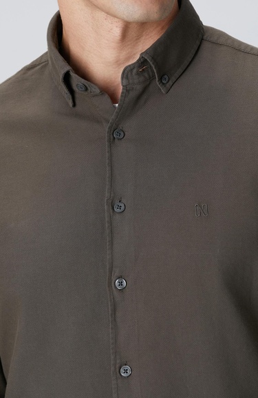  Network Erkek Haki Comfort Fit Petek Desen Parça Boya Gömlek