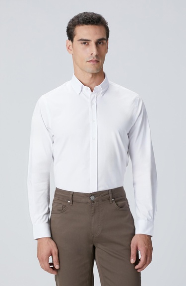  Network Erkek Beyaz Petek Desen Gömlek