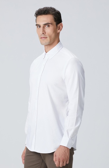  Network Erkek Beyaz Petek Desen Gömlek