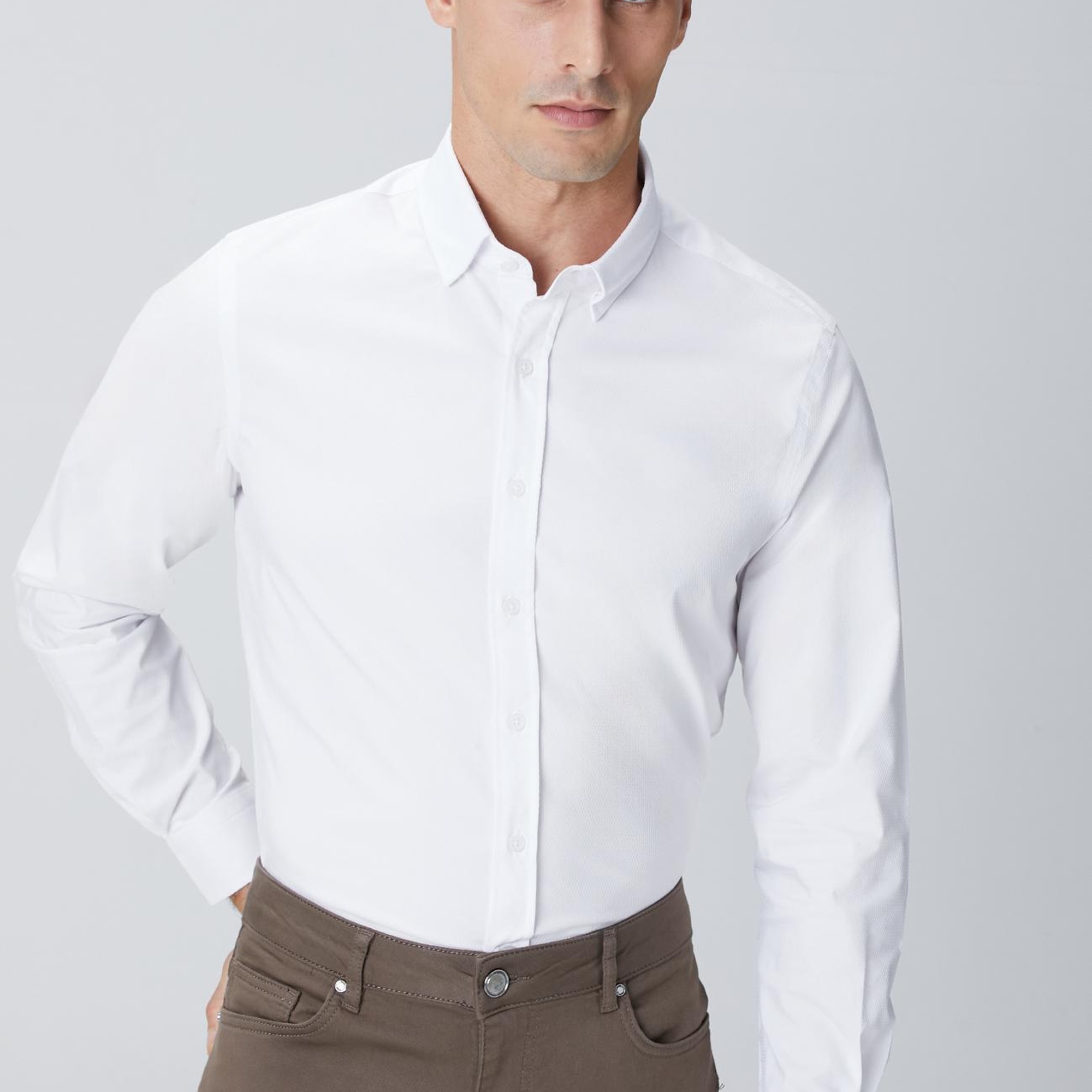 Network Erkek Beyaz Petek Desen Gömlek