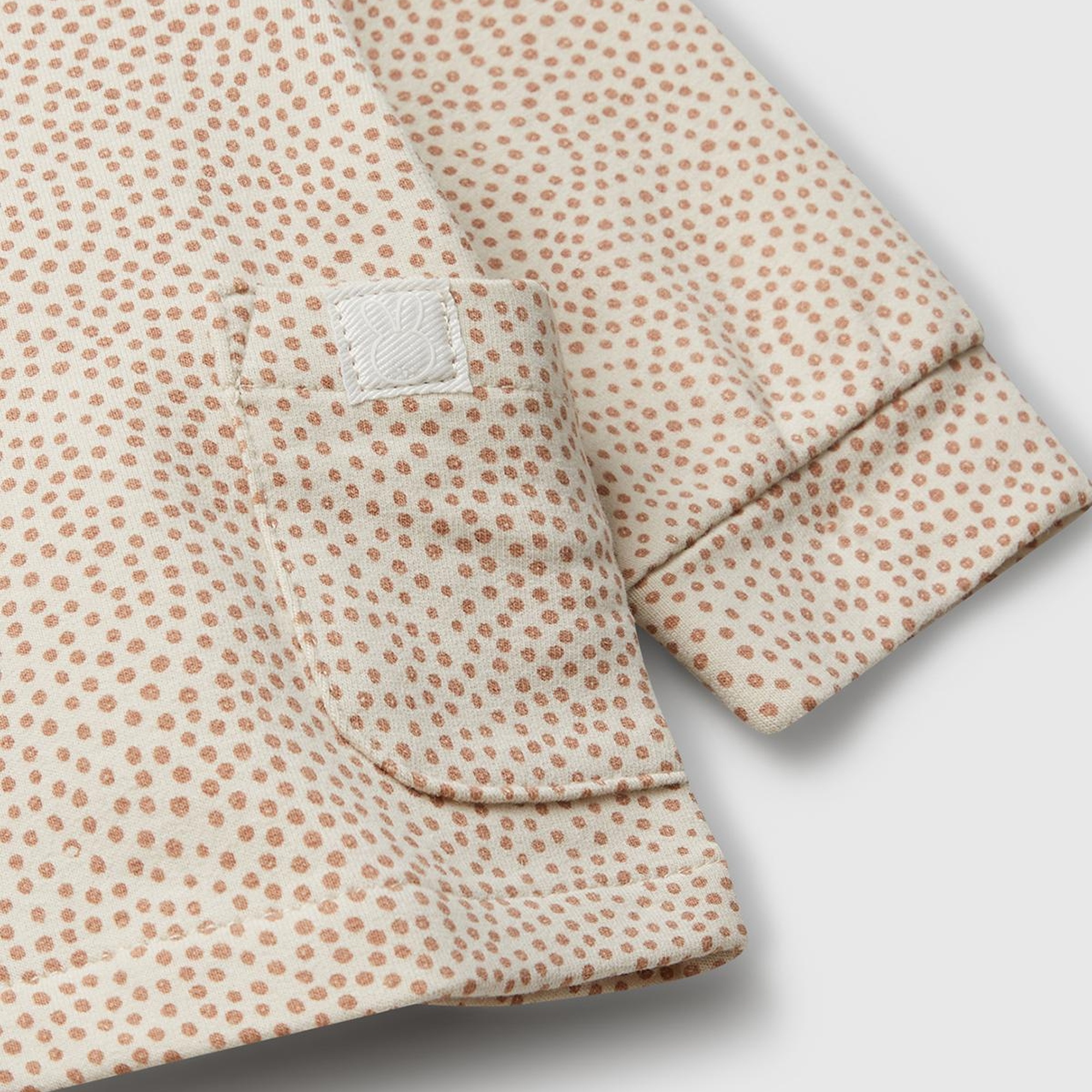 Bebek Bej Tamamı Desenli Gizli Çıtçıt Düğmeli Cepli Sweatshirt