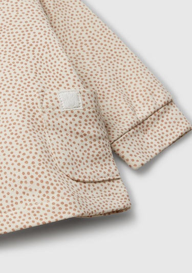  Bebek Bej Tamamı Desenli Gizli Çıtçıt Düğmeli Cepli Sweatshirt