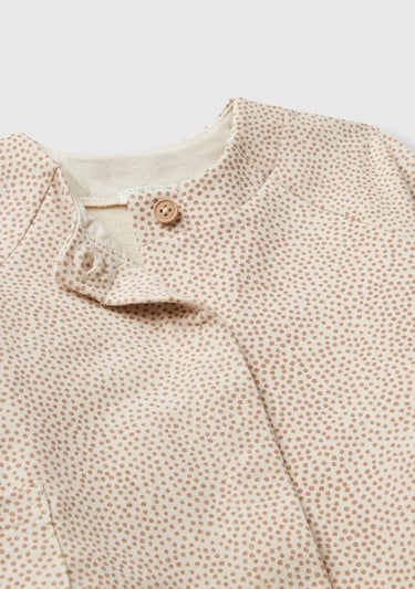  Bebek Bej Tamamı Desenli Gizli Çıtçıt Düğmeli Cepli Sweatshirt