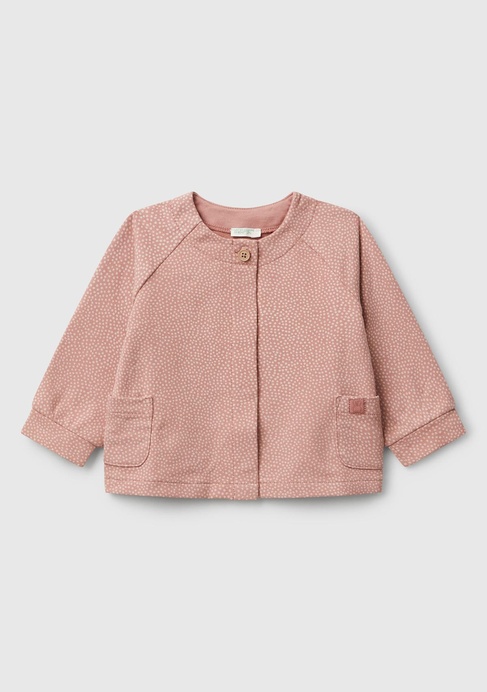  Bebek Gül Kurusu Tamamı Desenli Gizli Çıtçıt Düğmeli Cepli Sweatshirt