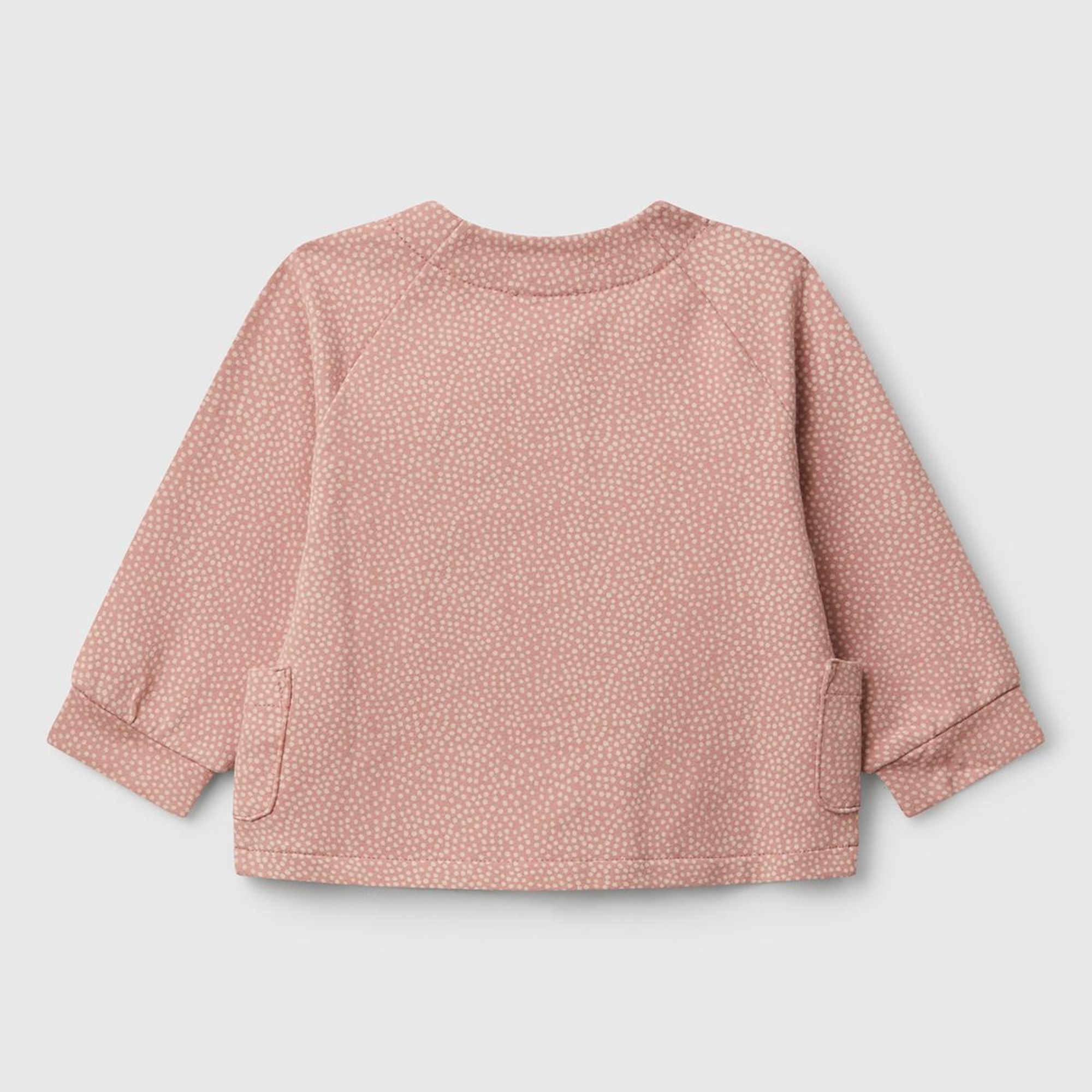 Bebek Gül Kurusu Tamamı Desenli Gizli Çıtçıt Düğmeli Cepli Sweatshirt