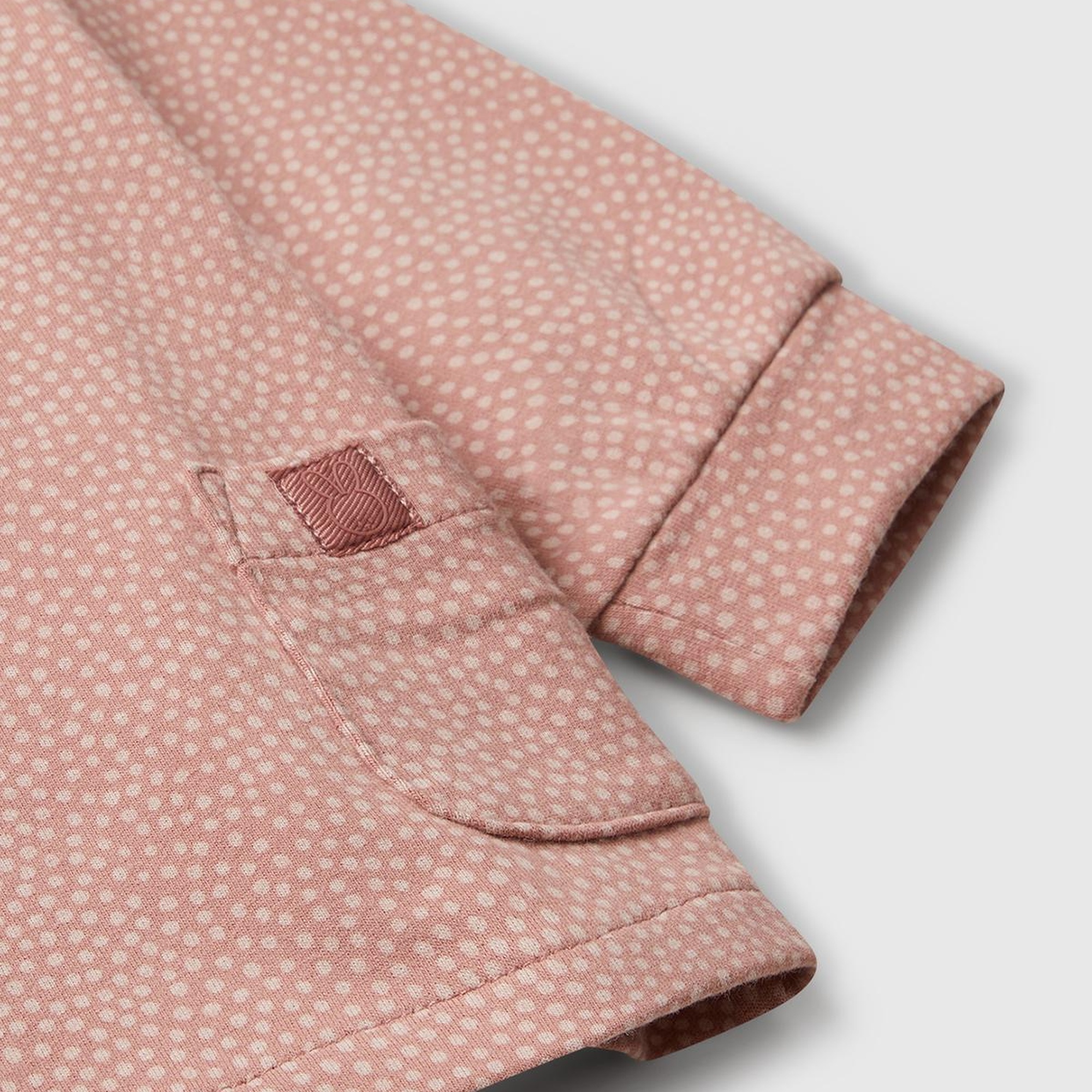 Bebek Gül Kurusu Tamamı Desenli Gizli Çıtçıt Düğmeli Cepli Sweatshirt