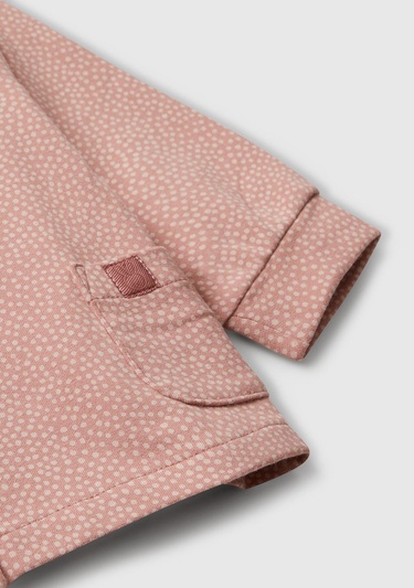  Bebek Gül Kurusu Tamamı Desenli Gizli Çıtçıt Düğmeli Cepli Sweatshirt