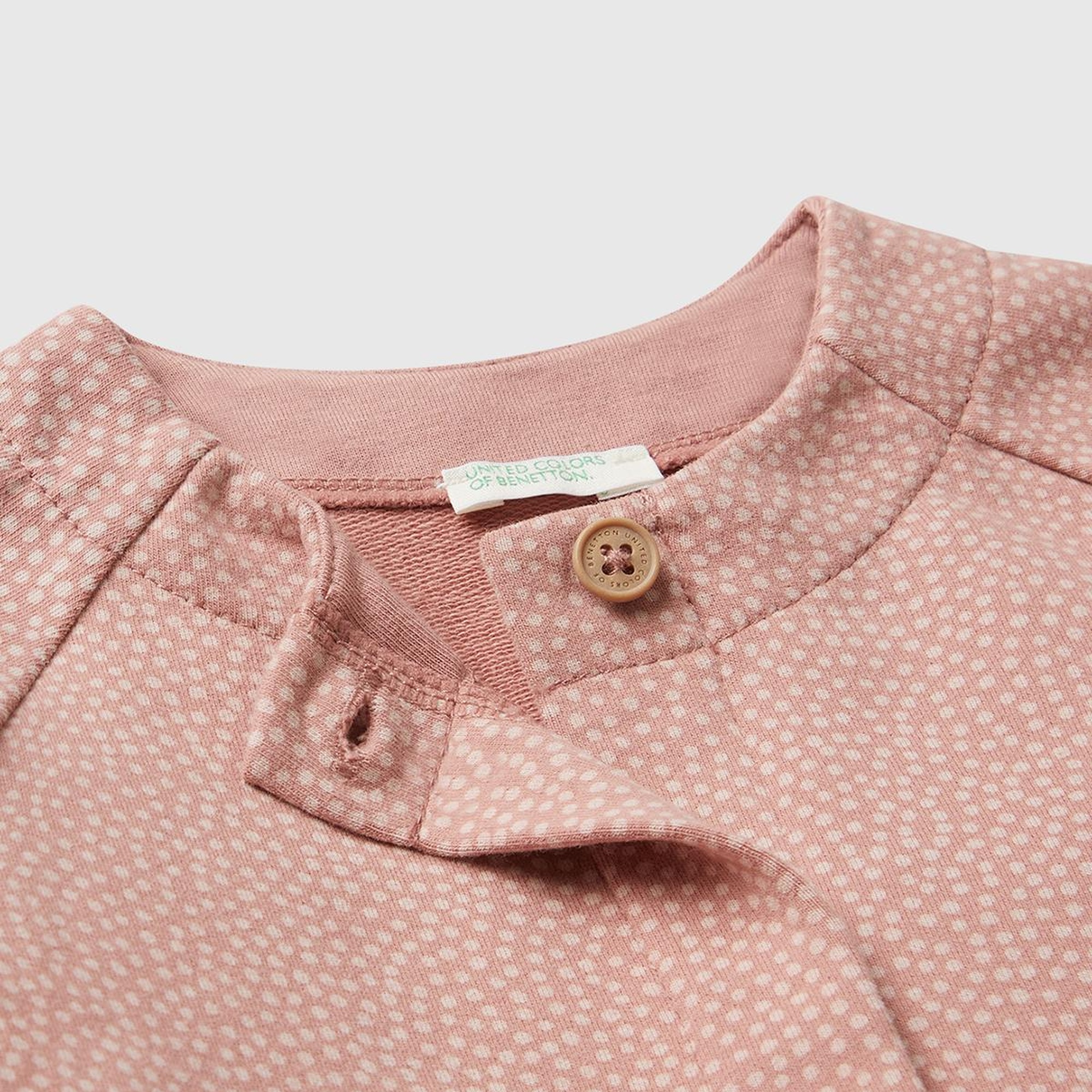 Bebek Gül Kurusu Tamamı Desenli Gizli Çıtçıt Düğmeli Cepli Sweatshirt