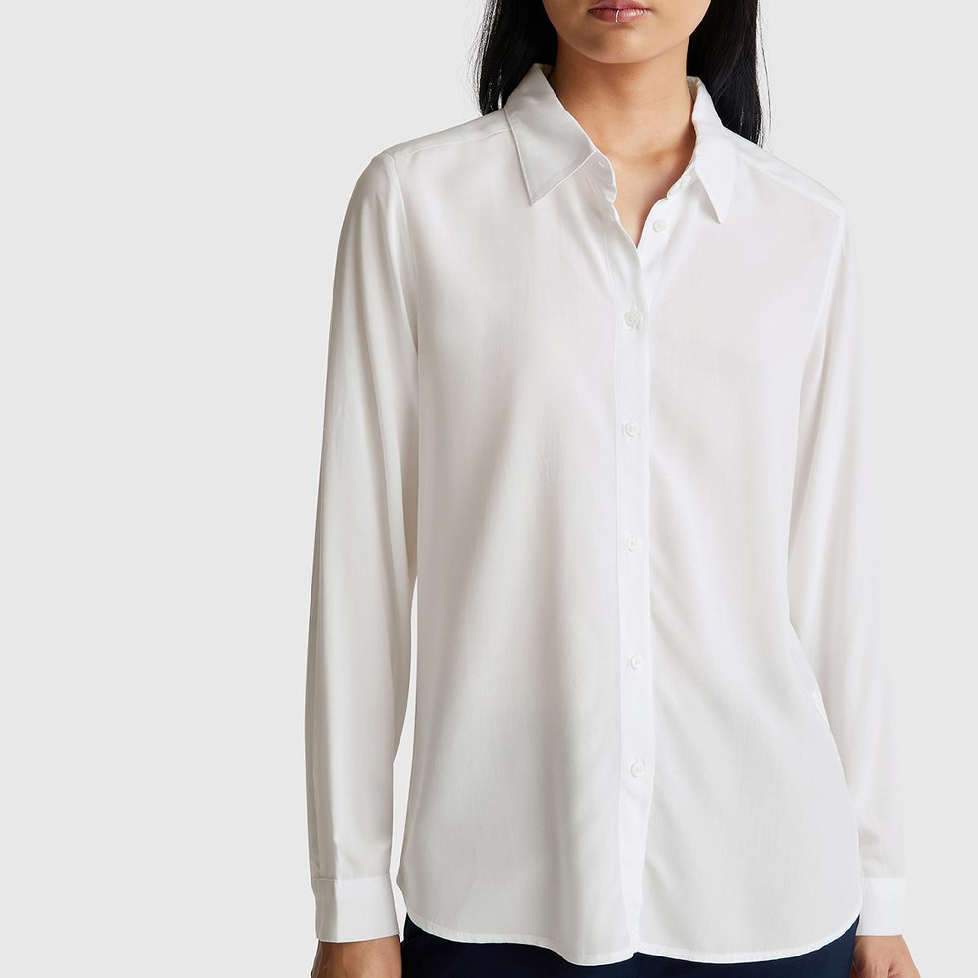 Kadın Beyaz %100 Viskoz Düğmeli Gömlek