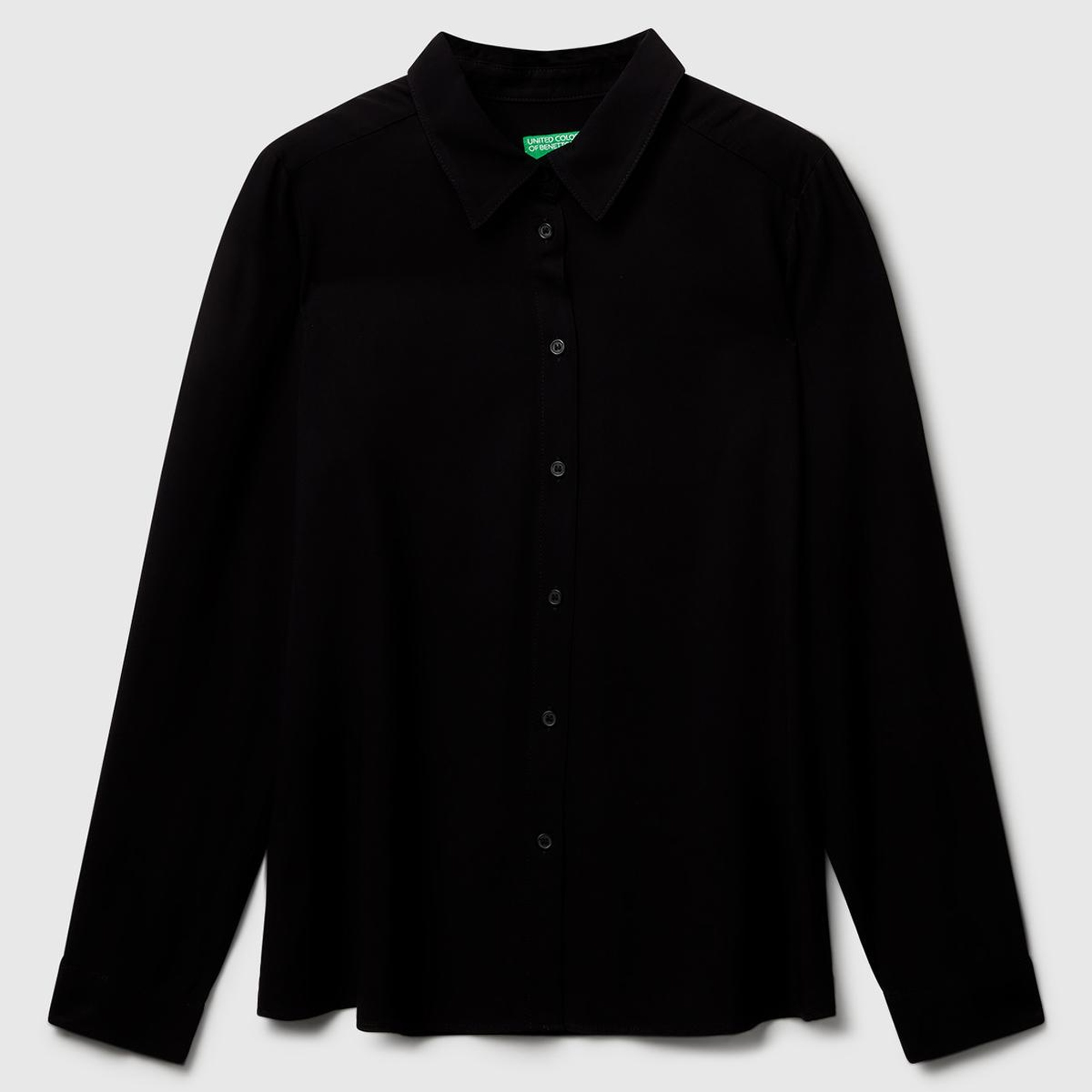 Kadın Siyah %100 Viskoz Düğmeli Gömlek