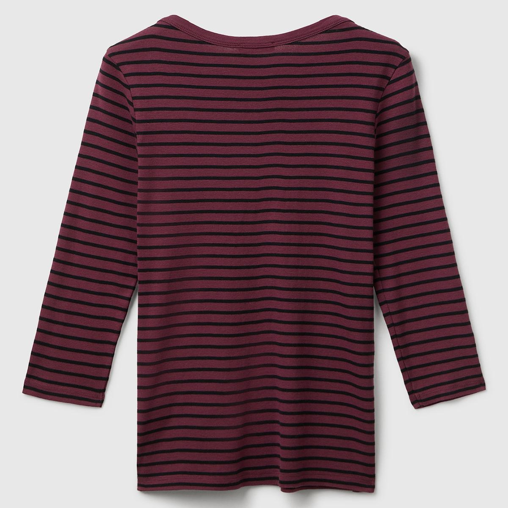 Kadın Mor %100 Pamuk Çizgili Logolu Kayık Yaka Truvakar Kol T-Shirt