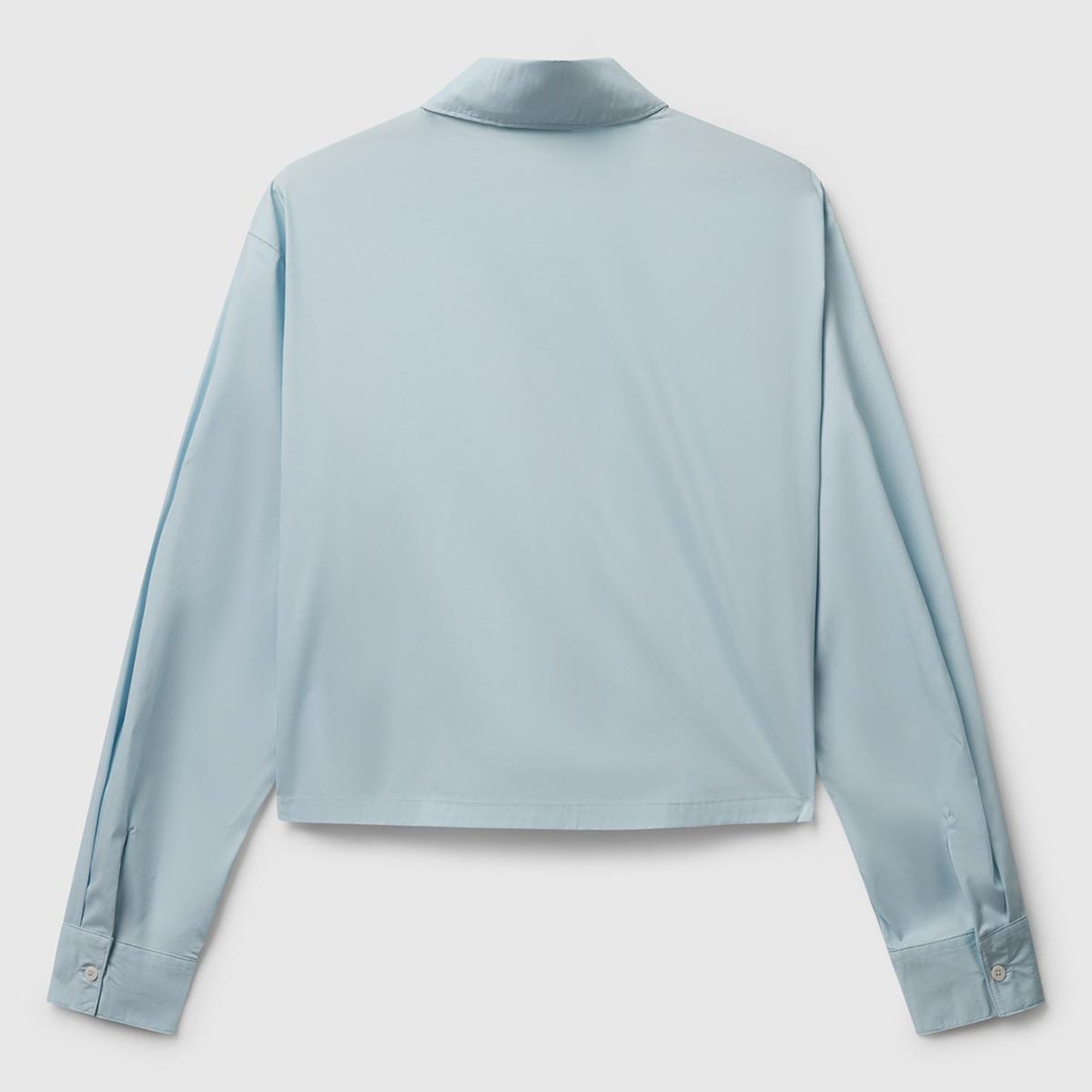 Kadın Açık Mavi Pamuk Karışımlı Streç Poplin Gömlek