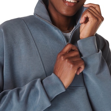  Sweaty Betty Sand Wash Funnel Neck Half Zip Kadın Mavi Sweatshirt