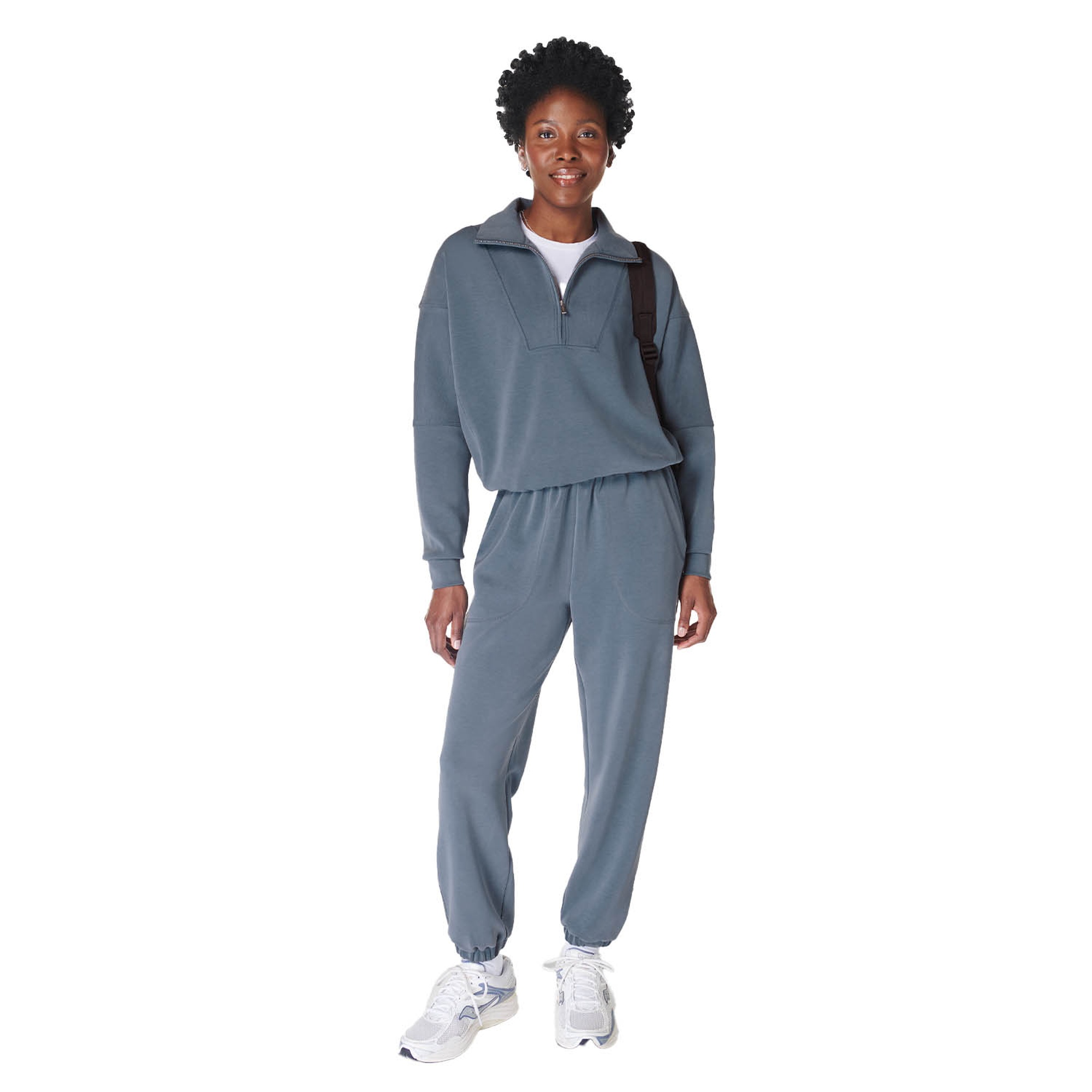 Sweaty Betty Sand Wash Funnel Neck Half Zip Kadın Mavi Sweatshirt