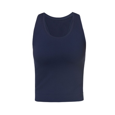  Sweaty Betty Athlete Crop Seamless Workout Kadın Mavi Fitness Tişört