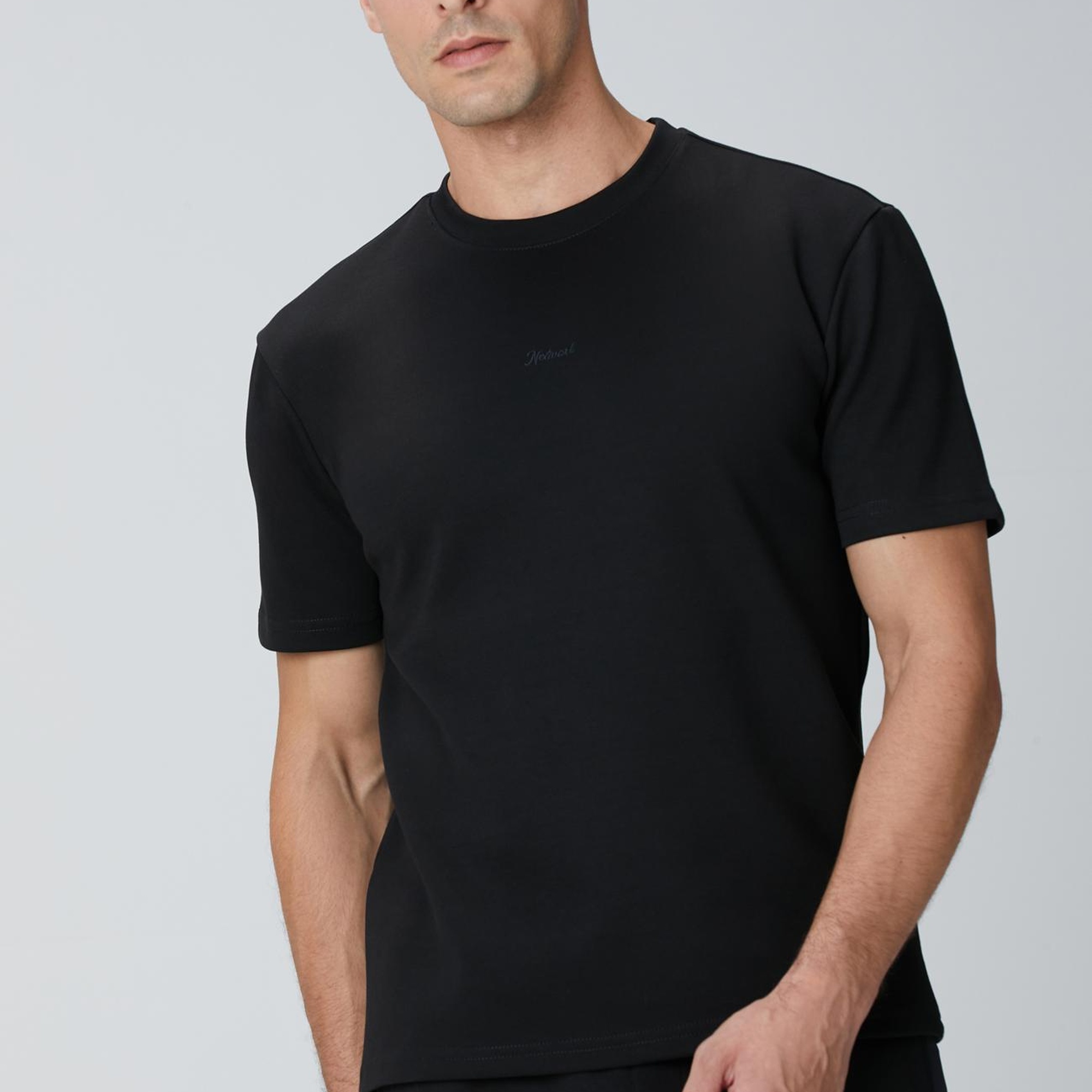 Network Erkek Siyah  Baskılı Sweatshirt