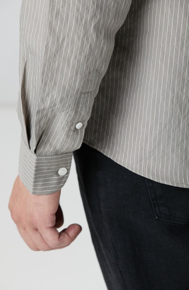  Network Erkek Haki Çizgili Gömlek