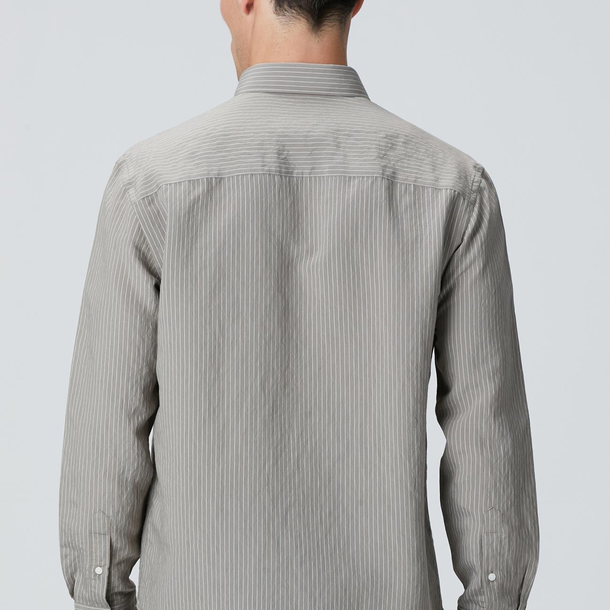 Network Erkek Haki Çizgili Gömlek