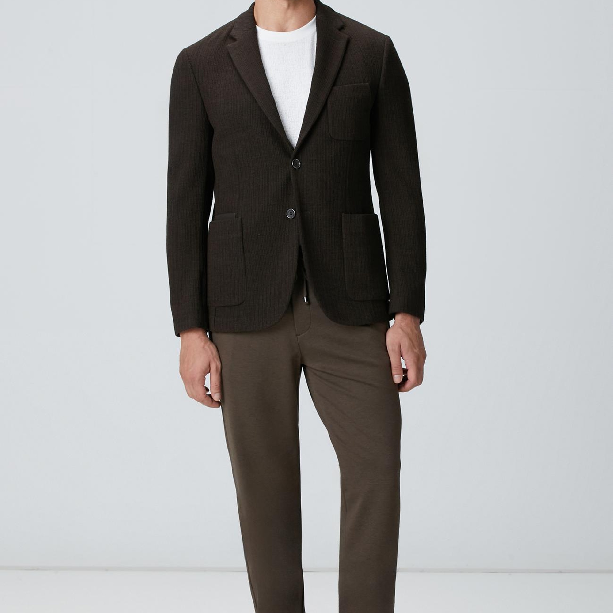 Network Erkek Kırık Beyaz Bisiklet Yaka Jakarlı T-shirt