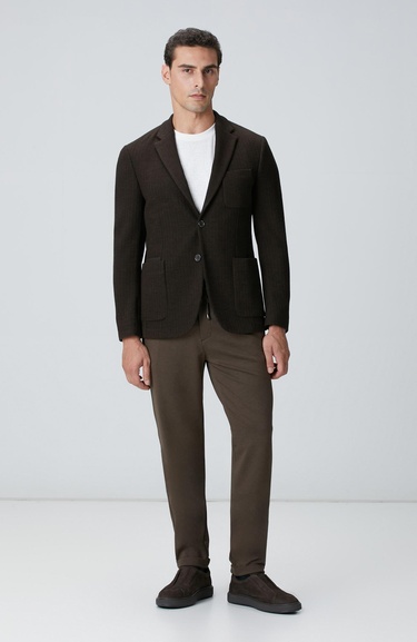  Network Erkek Kırık Beyaz Bisiklet Yaka Jakarlı T-shirt