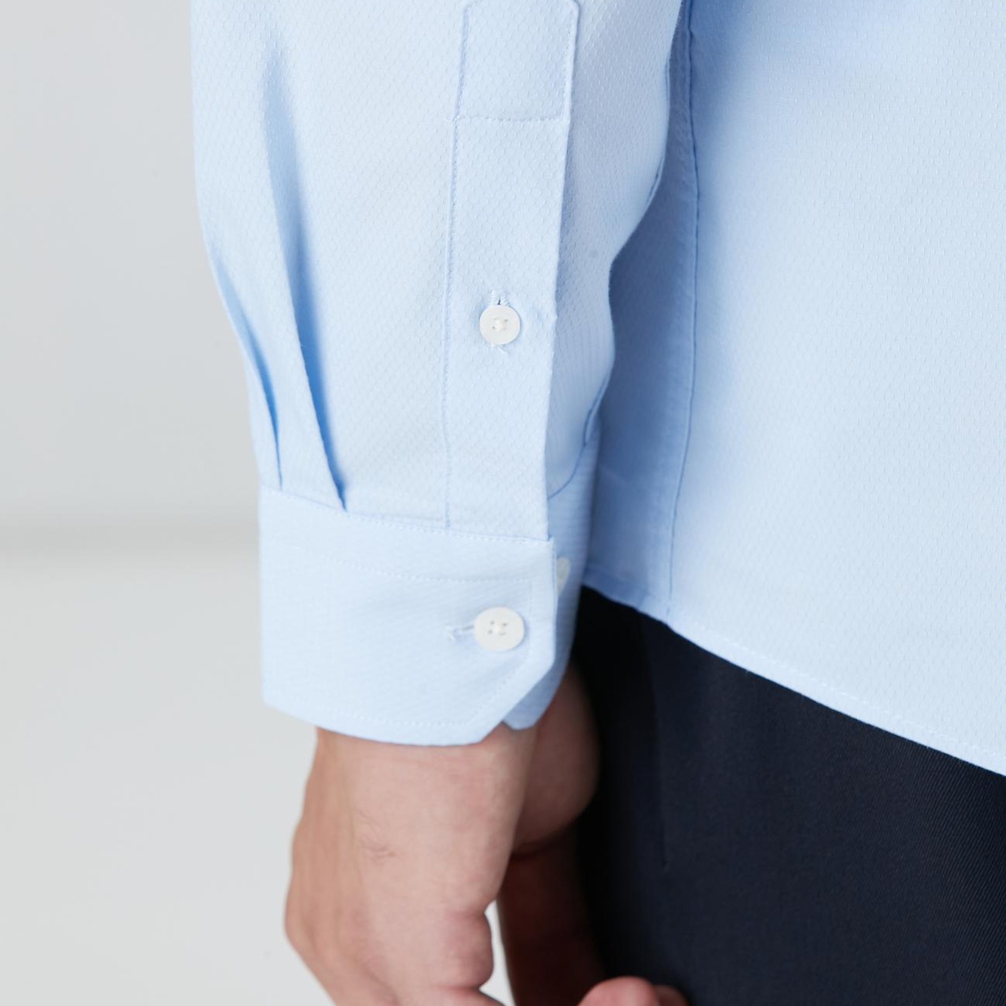 Network Erkek Açık Mavi Slim Fit Lycralı Cotton Petek Desen Gömlek