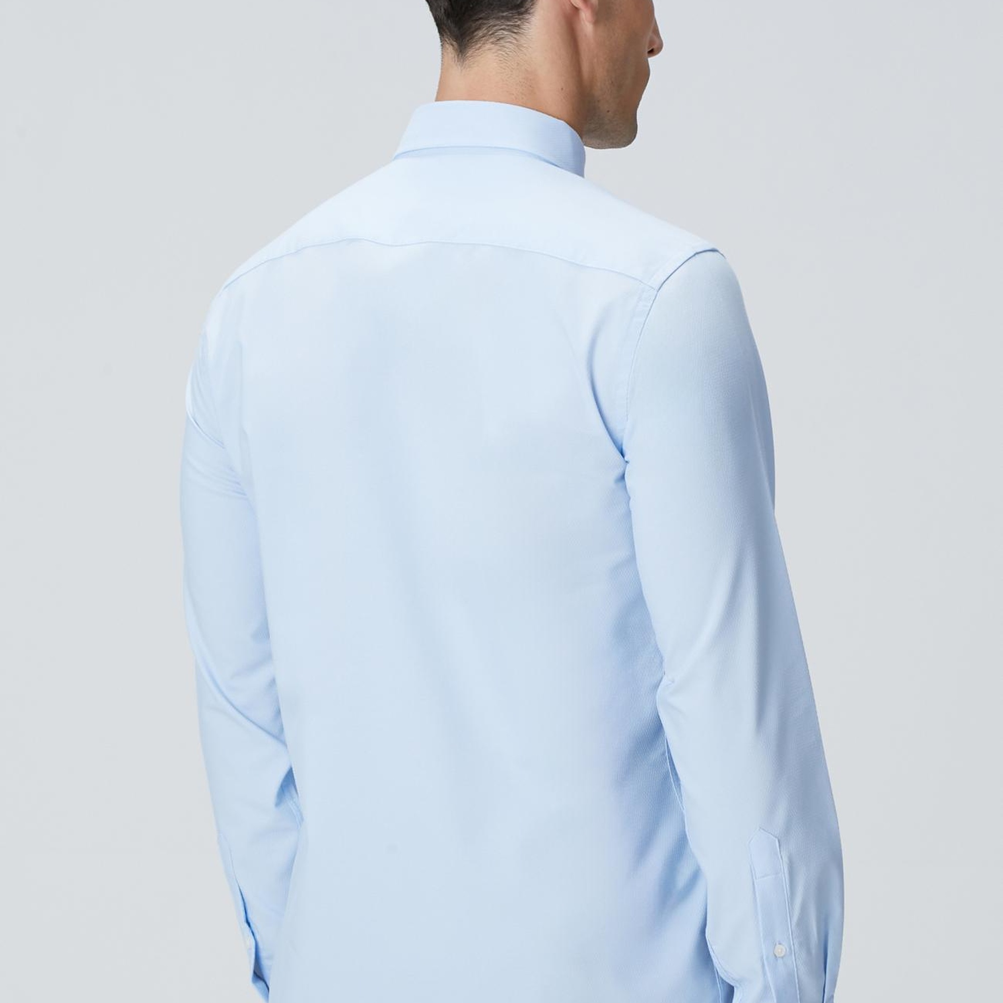 Network Erkek Açık Mavi Slim Fit Lycralı Cotton Petek Desen Gömlek