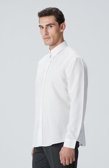  Network Erkek Beyaz Çizgili Gömlek