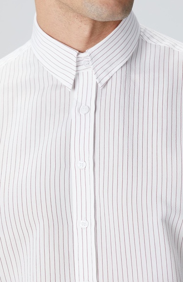  Network Erkek Beyaz Çizgili Gömlek