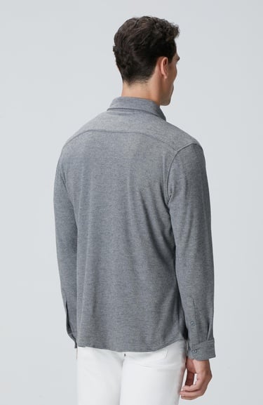 Network Erkek Gri Flanel Görünümlü Örme Gömlek
