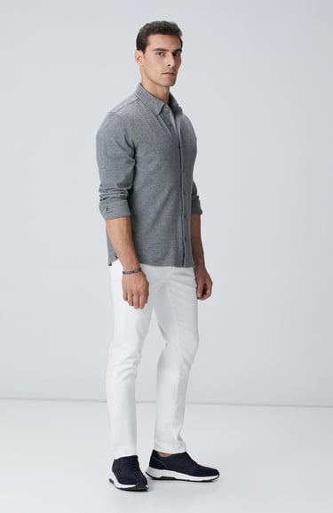  Network Erkek Gri Flanel Görünümlü Örme Gömlek