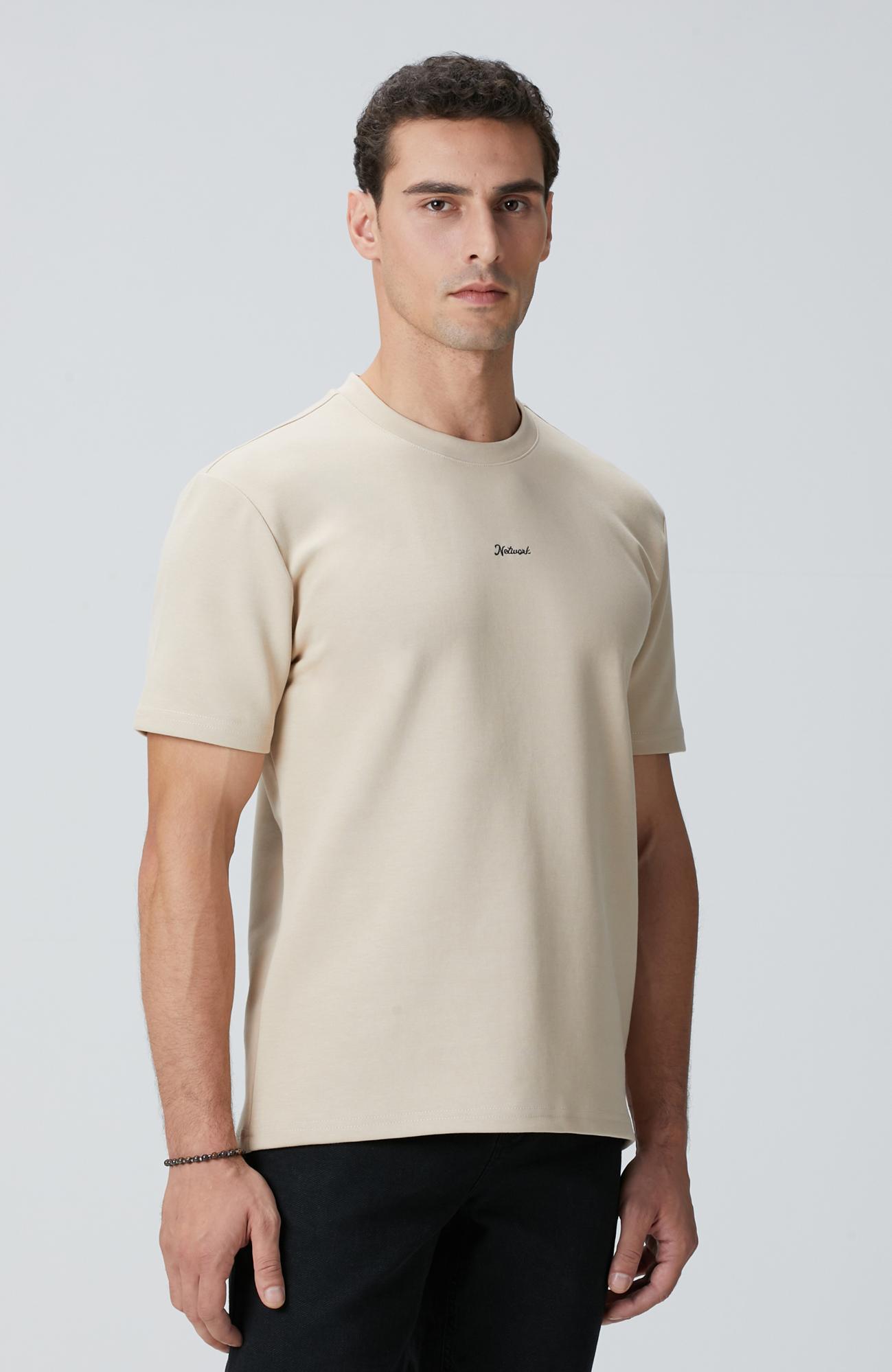  Network Erkek Bej  Baskılı Sweatshirt