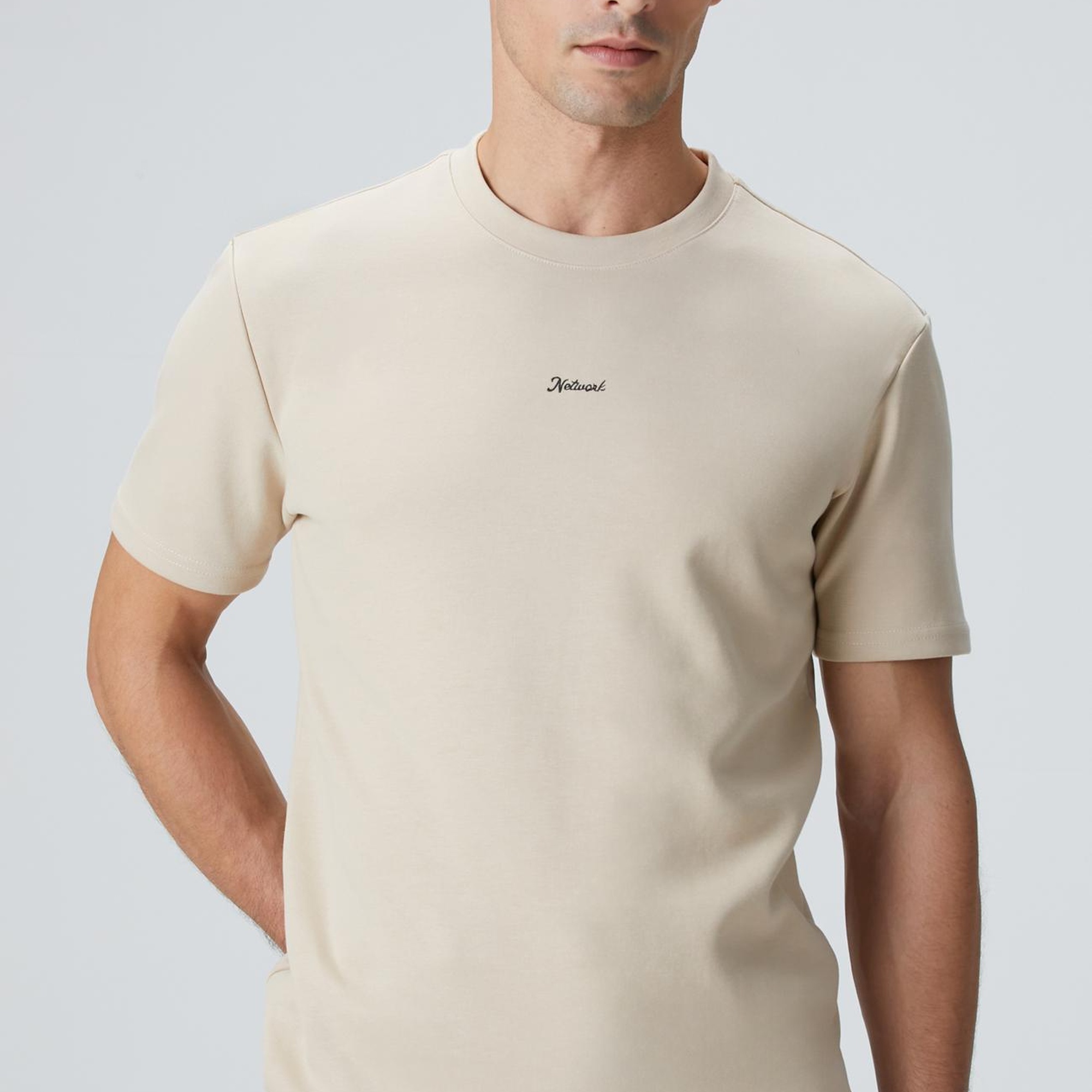 Network Erkek Bej  Baskılı Sweatshirt