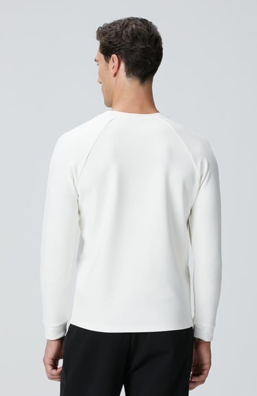  Network Erkek Kırık Beyaz Bisiklet Yaka Basic Sweatshirt