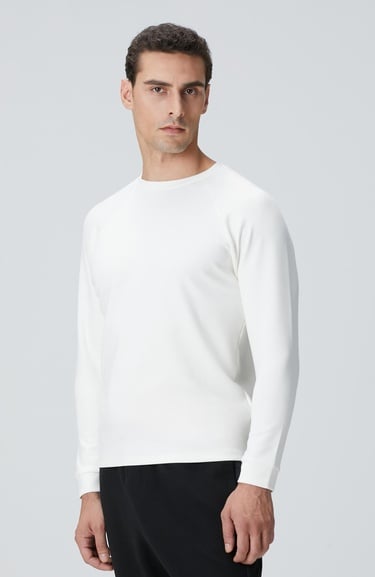  Network Erkek Kırık Beyaz Bisiklet Yaka Basic Sweatshirt