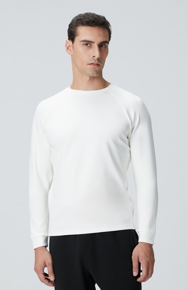  Network Erkek Kırık Beyaz Bisiklet Yaka Basic Sweatshirt