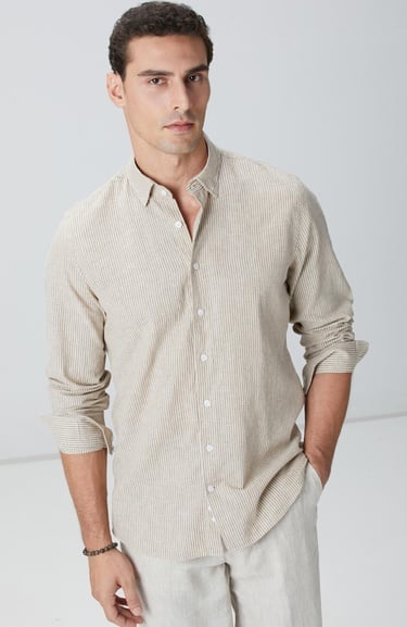  Network Erkek Vizon Keten Gömlek