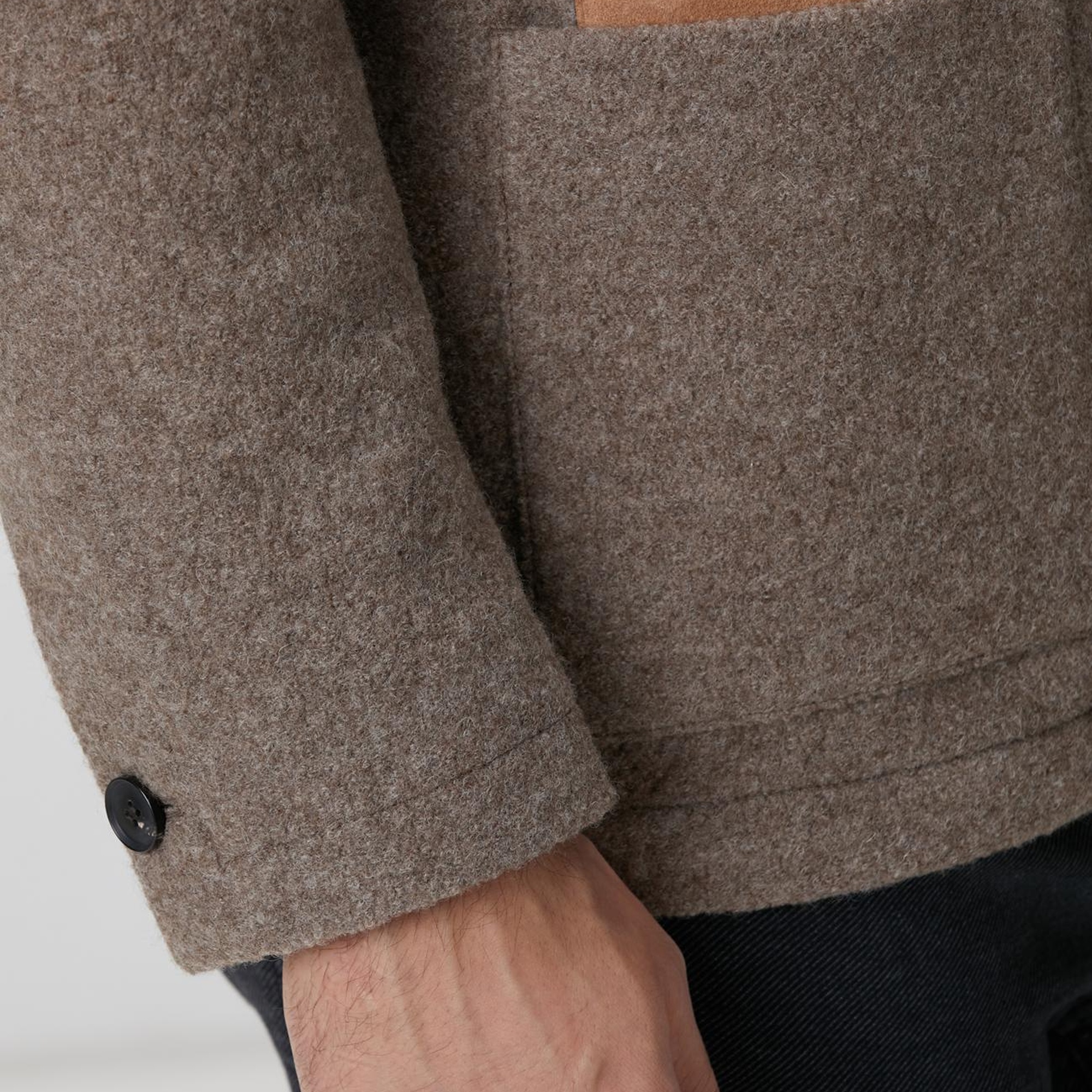 Network Erkek Bej Melanj Örme Yün Ceket