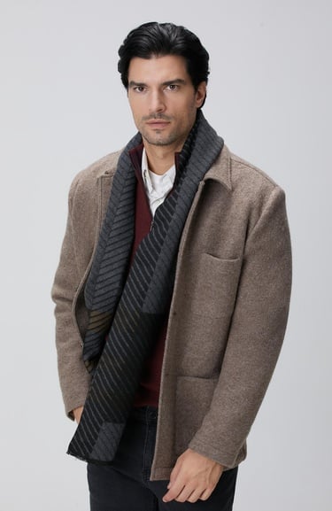 Network Erkek Bej Melanj Örme Yün Ceket