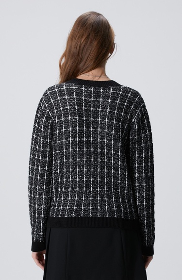  Network Kadın Siyah Beyaz Yün Karışımlı Hırka