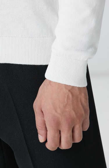  Network Erkek Kırık Beyaz Basic Kazak