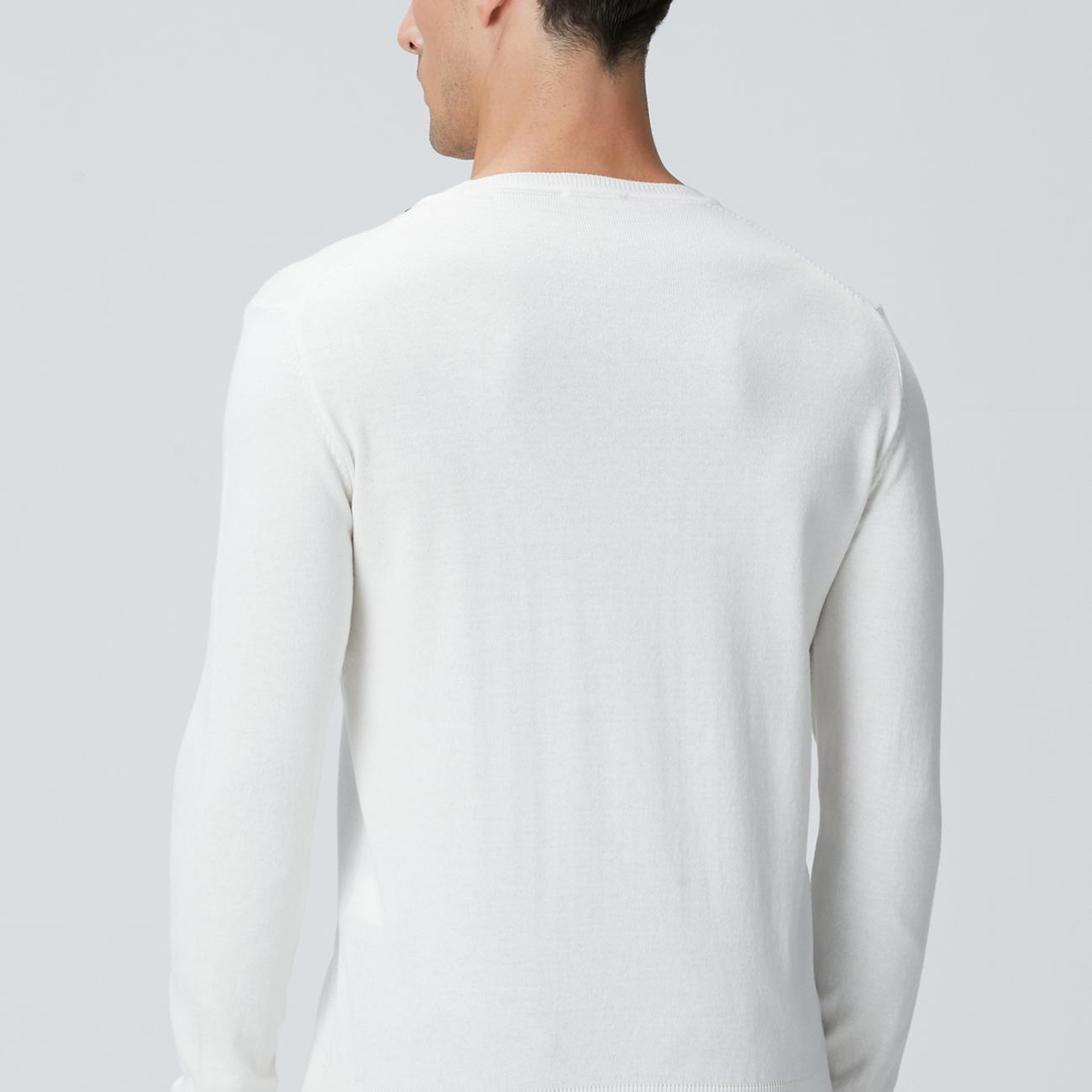 Network Erkek Kırık Beyaz Basic Kazak