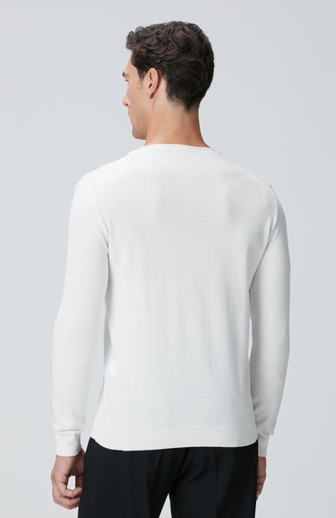  Network Erkek Kırık Beyaz Basic Kazak