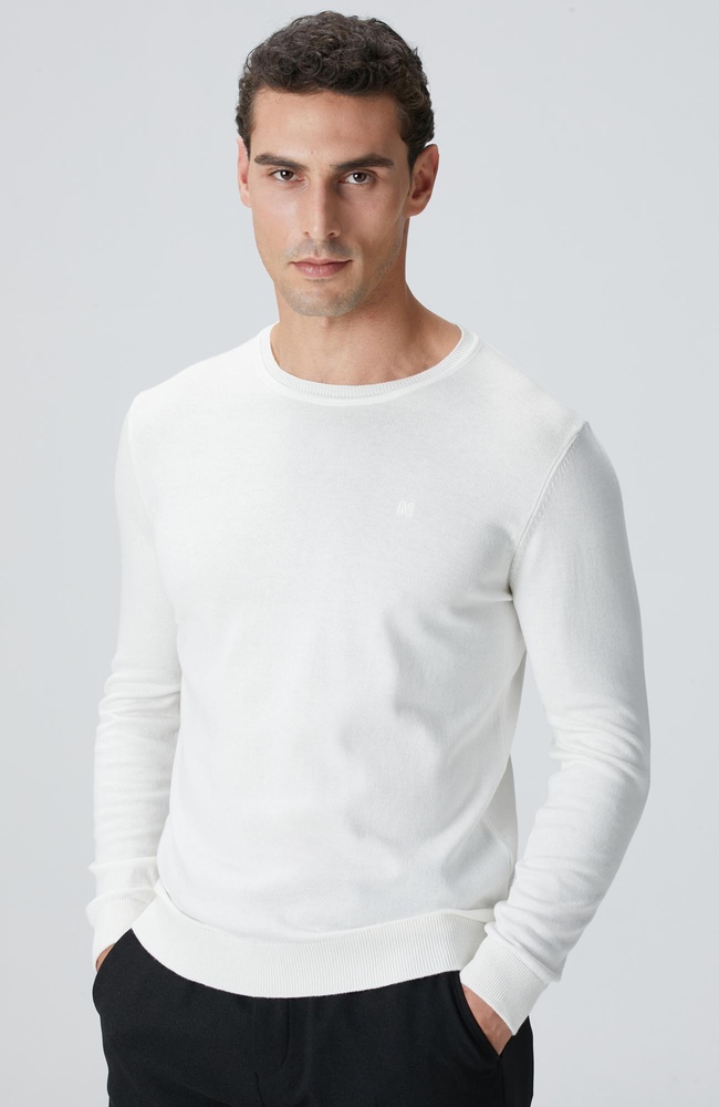  Network Erkek Kırık Beyaz Basic Kazak