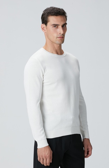  Network Erkek Kırık Beyaz Basic Kazak