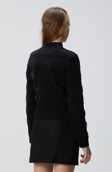  Network Kadın Siyah Çizgili Triko Kazak