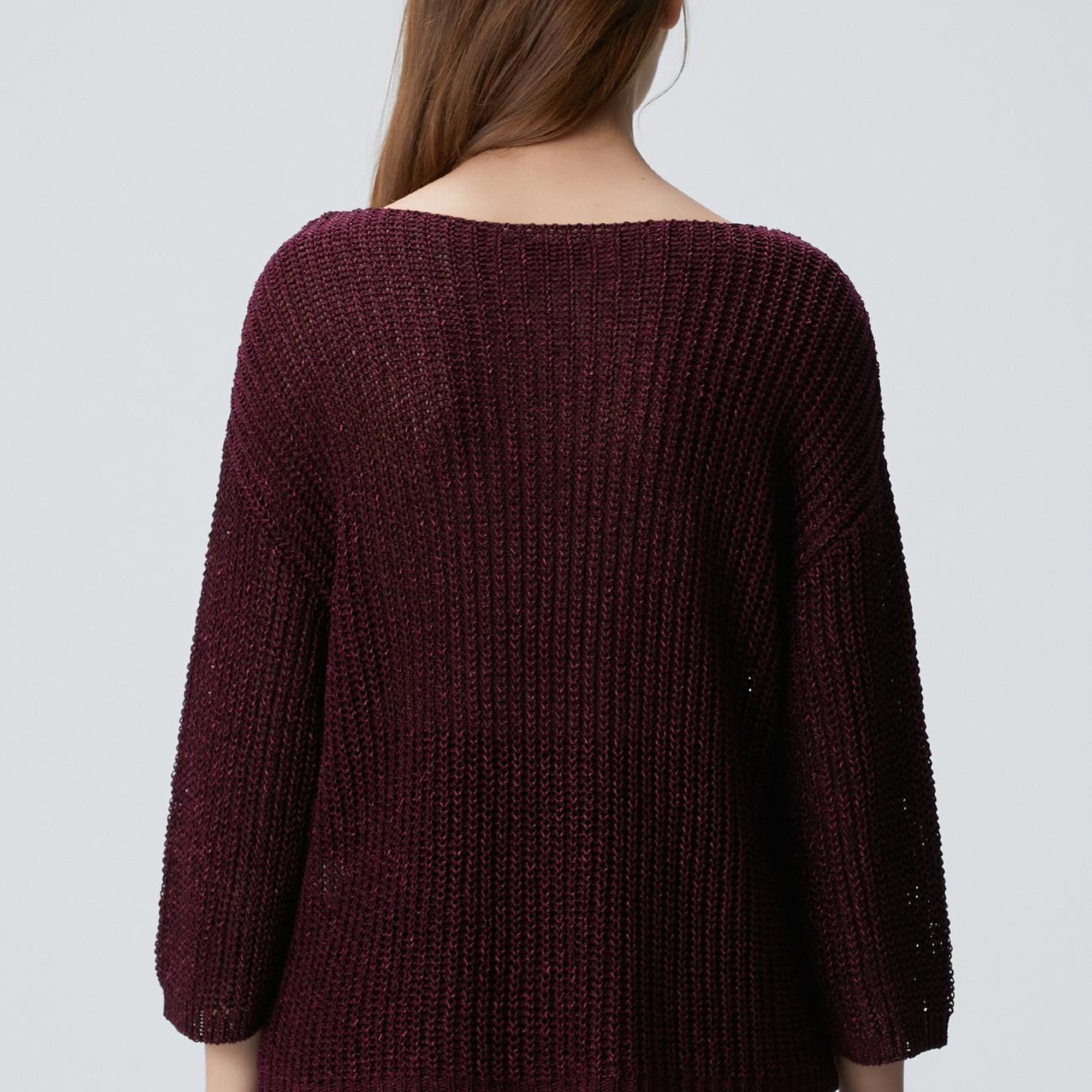 Network Kadın Bordo Truvakar Kol Triko Kazak