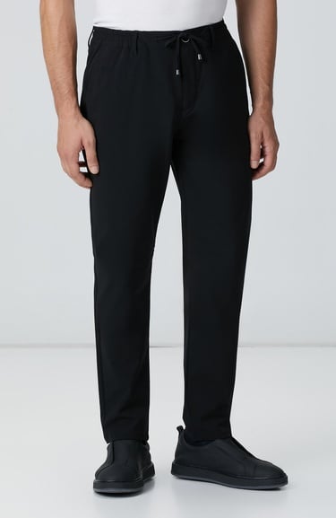  Network Erkek Siyah Dokuma Jogger Pantolon