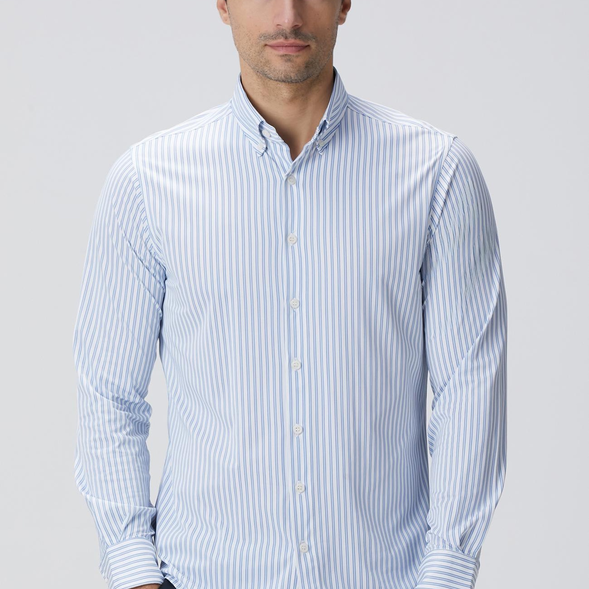 Network Erkek N-Tech Mavi Beyaz Çizgili Gömlek