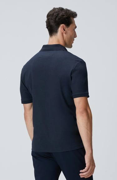  Network Erkek Lacivert Polo Yaka Düğmeli Jakarlı T-shirt